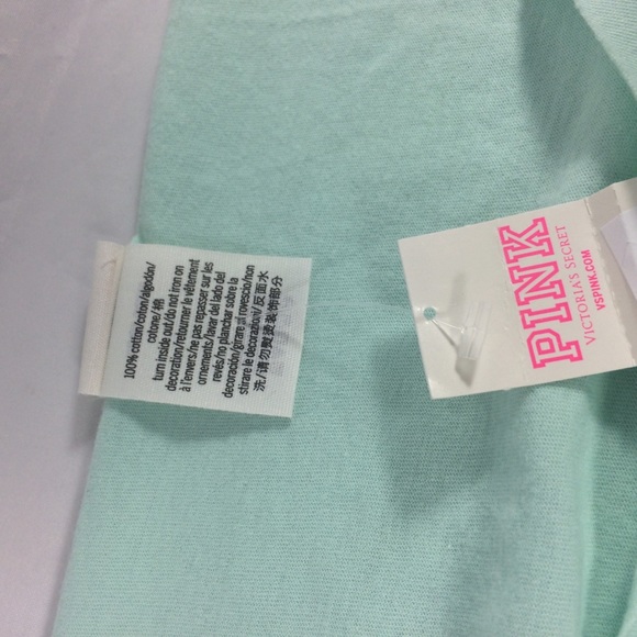 NWT Victoria's Secret Graphic Tee LONDON Teal Raw Edge Boat Neck Tee T-Shirt L - Picture 3 of 15